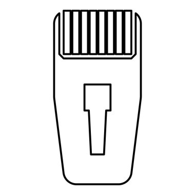 Bağlantı RJ-45 bağlanıcı ethernet rj45 İnternet hatları ana hat simgesi siyah renk çizim resmi ince düz düz biçim