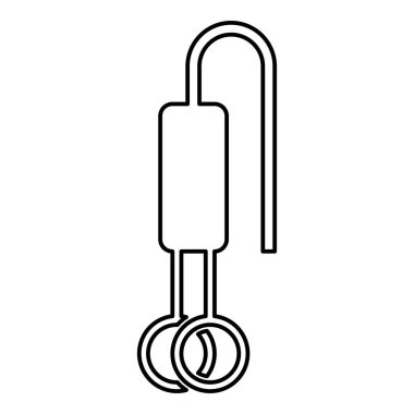 Su çevresi için elektrikli batırma ısıtıcısı ana hat simgesi siyah renk vektör illüstrasyon görüntüsü ince düz düz biçim