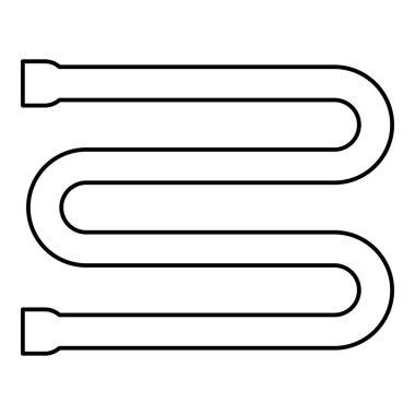 Isıtılmış havlu kurutma makinesi banyo ekipmanları dış hat çizgisi simgesi siyah renk vektör illüstrasyon görüntüsü ince düz stil