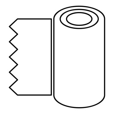 Kağıt havluyu rulo yap kullan-at duvar kağıdı kumaşı ofis ekipmanı dış hat simgesi siyah renk illüstrasyon görüntüsü ince düz düz stil