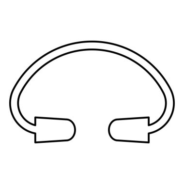 Kulak tıkacı koruma aygıtı dış hat simgesi siyah renk vektör illüstrasyon görüntüsü ince düz