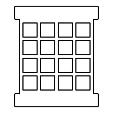 Mahkûm pencere ızgara cezaevi konsepti ana hat simgesi siyah renk vektör illüstrasyon görüntüsü ince düz düz