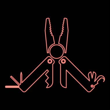 Kerpeten ile çok fonksiyonlu Neon çok amaçlı enstrüman bıçak jilet heksahedron açacağı awl çok amaçlı araç kamp seti kırmızı renk çizim düz resim çizim düz ışık