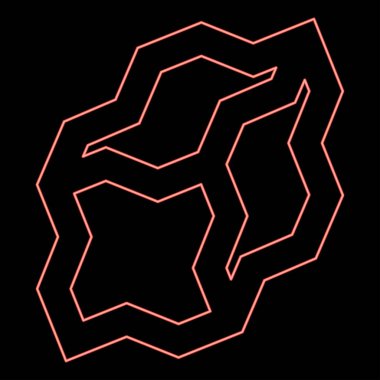 Neon kömür kömürü kırmızı renk vektör illüstrasyon resmi düz stil ışık