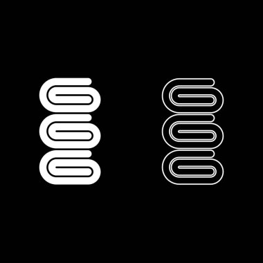 Havluları katlanmış banyo peçeteleri yığınını ayarlayın simge beyaz renk vektör illüstrasyon resmi basit düz çizgi dış hatları ince düz