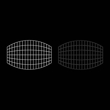 Projeksiyon ızgarasında dikdörtgen işaretlenmiş simge beyaz renk vektör resimleme basit katı dolgu dış hatları ince düz biçim