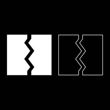 Kırık yırtık nesne belgesi simge beyaz renk vektör illüstrasyon resmini düz çizgi çizgisi ince düz