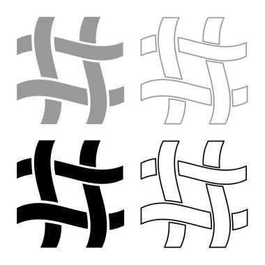 Tekstil kumaş dokusu simge gri renkli siyah renk çizimi basit katı dolgu hatları ince düz biçim çizgisi