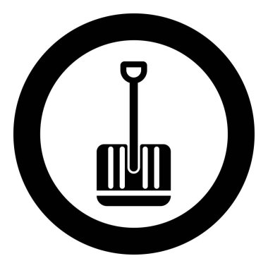 Kış küreği simgesi yuvarlak siyah renk vektör illüstrasyon resmi katı ana hat biçimi basit