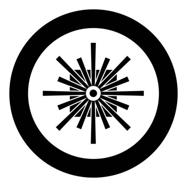 Optic connector port fiber cable laser beam icon in circle round black color vector illustration image solid outline style simple clipart