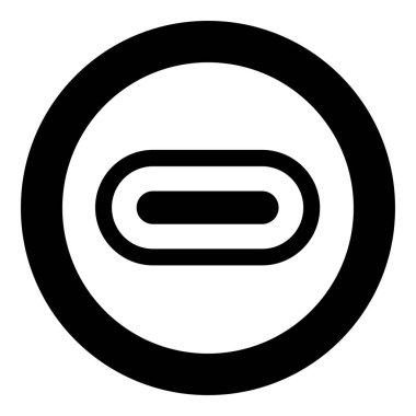 USB tip C yıldırım arayüzü şimşek soket bağlantı simgesi dairesel siyah renk vektör illüstrasyon resmi basit taslak biçimi