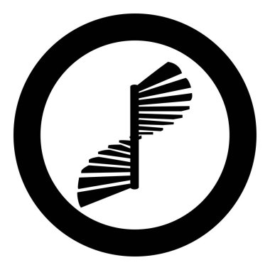 Dairesel dairesel sarmal merdiven simgesi yuvarlak siyah renk vektör illüstrasyon resmi katı ana hat biçimi basit