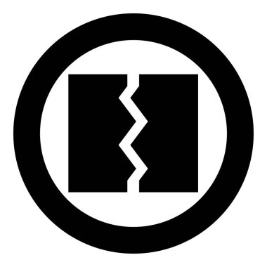 Kırık yırtık nesne belge simgesini yuvarlak siyah renk vektör illüstrasyon biçimi basit ana hat biçiminde kır