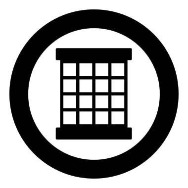 Mahkûm pencere ızgarası hapishane konsepti simgesini yuvarlak siyah renk vektör illüstrasyon görüntüsü basit ana hat biçimi şeklinde rendele