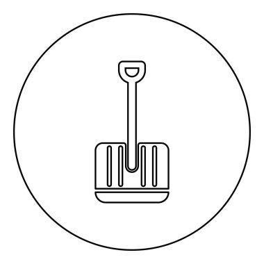 Kış küreği simgesi dairesel siyah renk vektör illüstrasyon resim ana hatları ince çizgi tarzı basit