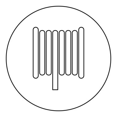 Kablo bobini makaralı makaralı simge simgesini yuvarlak siyah renk vektör illüstrasyon çizim çizgisi ince çizgi biçimi basit