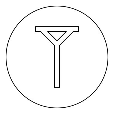 Elektrik hattı elektrik iletim konsepti yüksek voltajlı tel sütun dizisi simgesi yuvarlak siyah renk vektör çizim çizim çizgisi ince çizgi biçimi