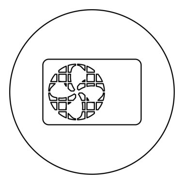 Havalandırma fan ekipman sistemi simgesi yuvarlak siyah renk vektör illüstrasyon resim dış hatları ince biçimli basit