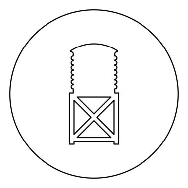 Su kulesi depolama endüstriyel yapı ikonu yuvarlak siyah renk vektör illüstrasyon çizim çizgisi ince çizgi