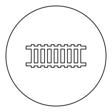 Demiryolu hattı tren yolu metro tramvay taşıma konsepti simgesi dairesel siyah renk çizim çizim çizgisi ince çizgi
