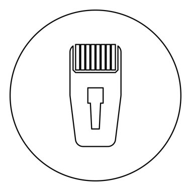 Bağlantı RJ-45 bağlanıcı ethernet rj45 internet simgesi yuvarlak siyah renk çizim dış hatları ince biçimli basit