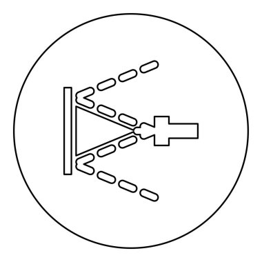 Yüzeyi yüksek basınç altında yıkamak için, yuvarlak siyah renk vektör resimleme çizgisi çizgisi ince biçimli su güvertesi temizleme simgesi kullanın