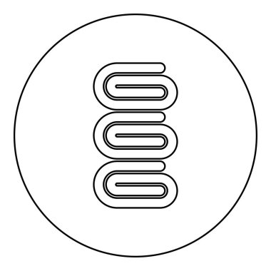 Havluları kıvrılmış banyo peçeteleri yığınını yuvarlak siyah renk vektör çizim çizelgesi çizgisi ince çizgi şeklinde basit bir şekilde ayarlayın