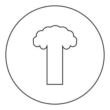 Nükleer patlama mantar patlama patlama ikonu yuvarlak siyah renk çizim çizim çizgisi ince çizgi basit