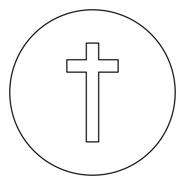 Çapraz simge yuvarlak siyah renk vektör illüstrasyon resim ana hatları ince çizgi biçimi basit