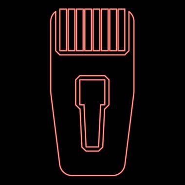 Neon konnektör RJ-45 bağlanıcı ethernet rj45 internet kırmızı renk vektör illüstrasyon resmi düz ışık biçimi