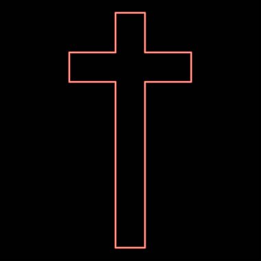 Neon çapraz kırmızı renk vektör resimleme düz stil ışık