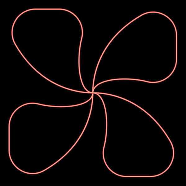 Неоновые четыре лопасти лопасти лопасти лопасти вентилятора вентиляционного лопасти красного цвета векторной иллюстрации изображения плоский стиль света