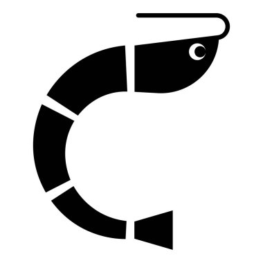 Karides karides karides kaplan yiyecek simgesi siyah renk vektör illüstrasyon resmi düz stil