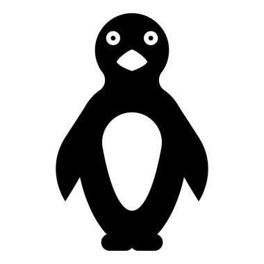 Penguen simgesi siyah renk vektör illüstrasyon resmi düz biçim