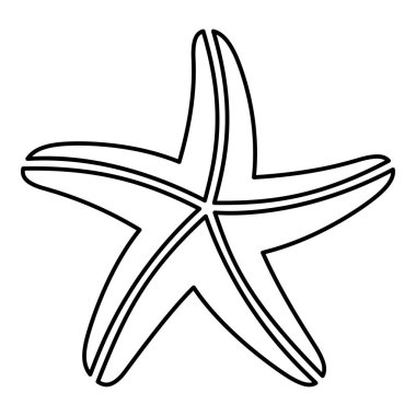 Denizyıldızı deniz yıldızı dış hat çizgisi simgesi siyah renk vektör illüstrasyon görüntüsü ince düz biçim