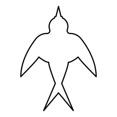 Kuş siluetini yut dış hat simgesi siyah renk vektör illüstrasyon görüntüsü ince düz stil