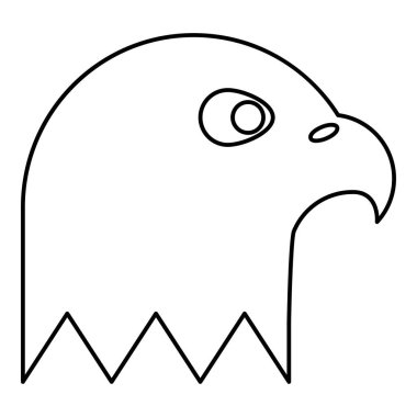 Kartal başı dış hat çizgisi simgesi siyah renk çizim resmi ince düz stil