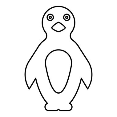 Penguen hatları çizgi simgesi siyah renk çizim resmi ince düz düz biçim