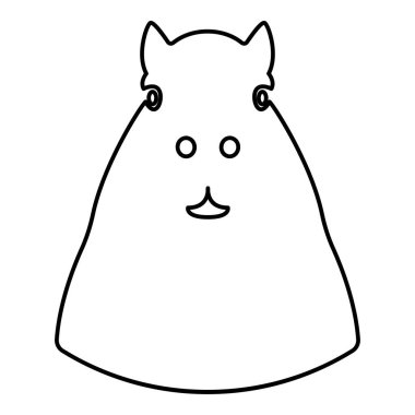 Capybara baş dış hat çizgisi simgesi siyah renk çizimi ince düz resim basit