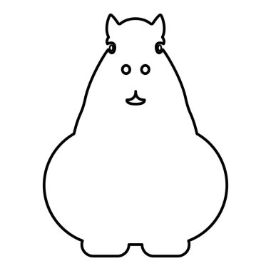 Capybara dış hat çizgisi simgesi siyah renk illüstrasyon resmi ince düz düz biçim