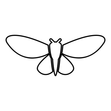 Güve kelebeği kıyafetleri dış hat çizgisi ikonu siyah renk vektör illüstrasyon görüntüsü ince düz stil