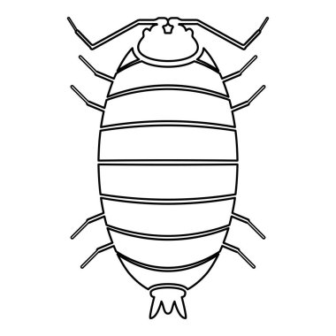 Roly poly woodlbit porselen skaler Woodruff dış hat çizgisi simgesi siyah renk vektör illüstrasyon görüntüsü ince düz stil