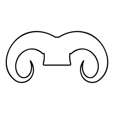 Ram boynuzları çiftlik hayvanı konsepti dış hat simgesi siyah renk vektör illüstrasyon ince düz biçim