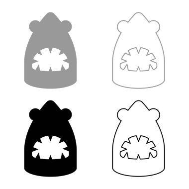 Köpekbalığı başlığı seti simgesi gri siyah renk vektör illüstrasyon resmi basit düz çizgi kontur çizgisi ince düz