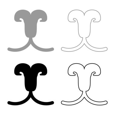 Kedi burnu kedi konsepti veteriner seti simgesi gri siyah renk vektör illüstrasyon basit düz çizgi dış hatları ince düz stil