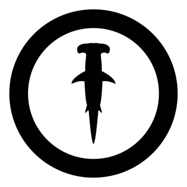 Siyah renk vektör illüstrasyon görüntüsünde köpekbalığı çekiç başı simgesi basit dış hat biçimi