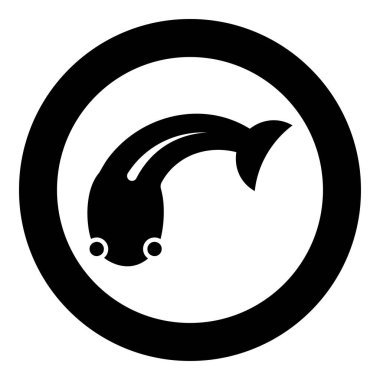 Daire içine alınmış balık goby simgesi siyah renk vektör illüstrasyon resmi katı ana hat biçimi basit