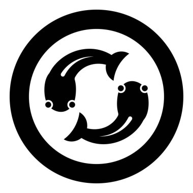 Balık goby iki dairesel simge içinde dairesel siyah renk vektör illüstrasyon düz dış hat biçimi