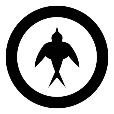 Yuvarlak siyah renk vektör illüstrasyonunda kuş silueti simgesini yut Katı dış hat biçimi basit