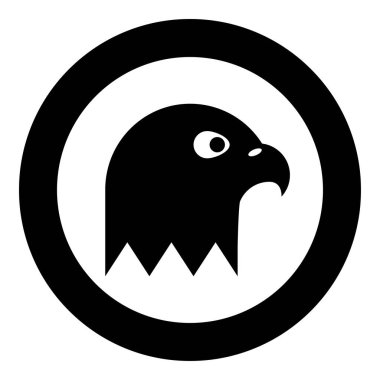 Kartal baş simgesi yuvarlak siyah renk vektör illüstrasyon resmi katı ana hat biçimi basit